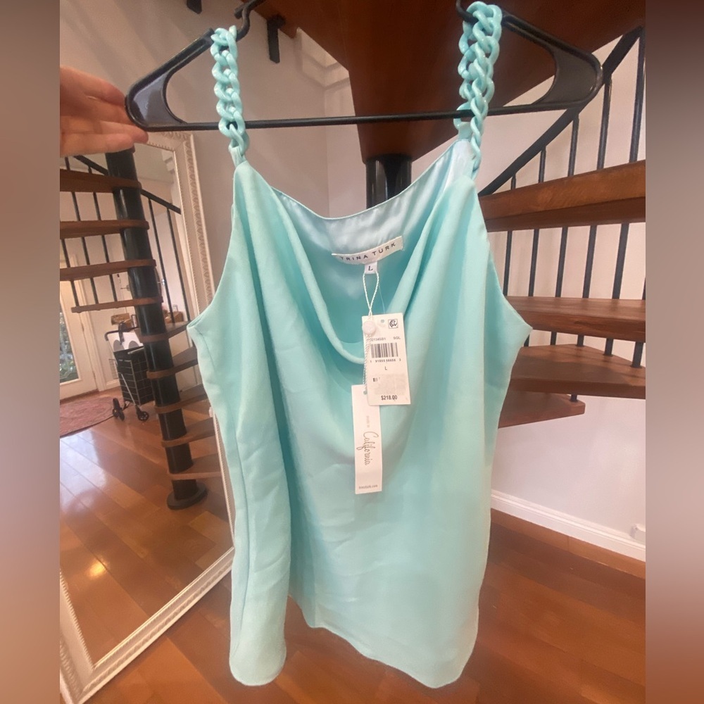 Brand new with tags! Trina Turk Light Blue Camisole with Braided Straps - Picture 1 of 5